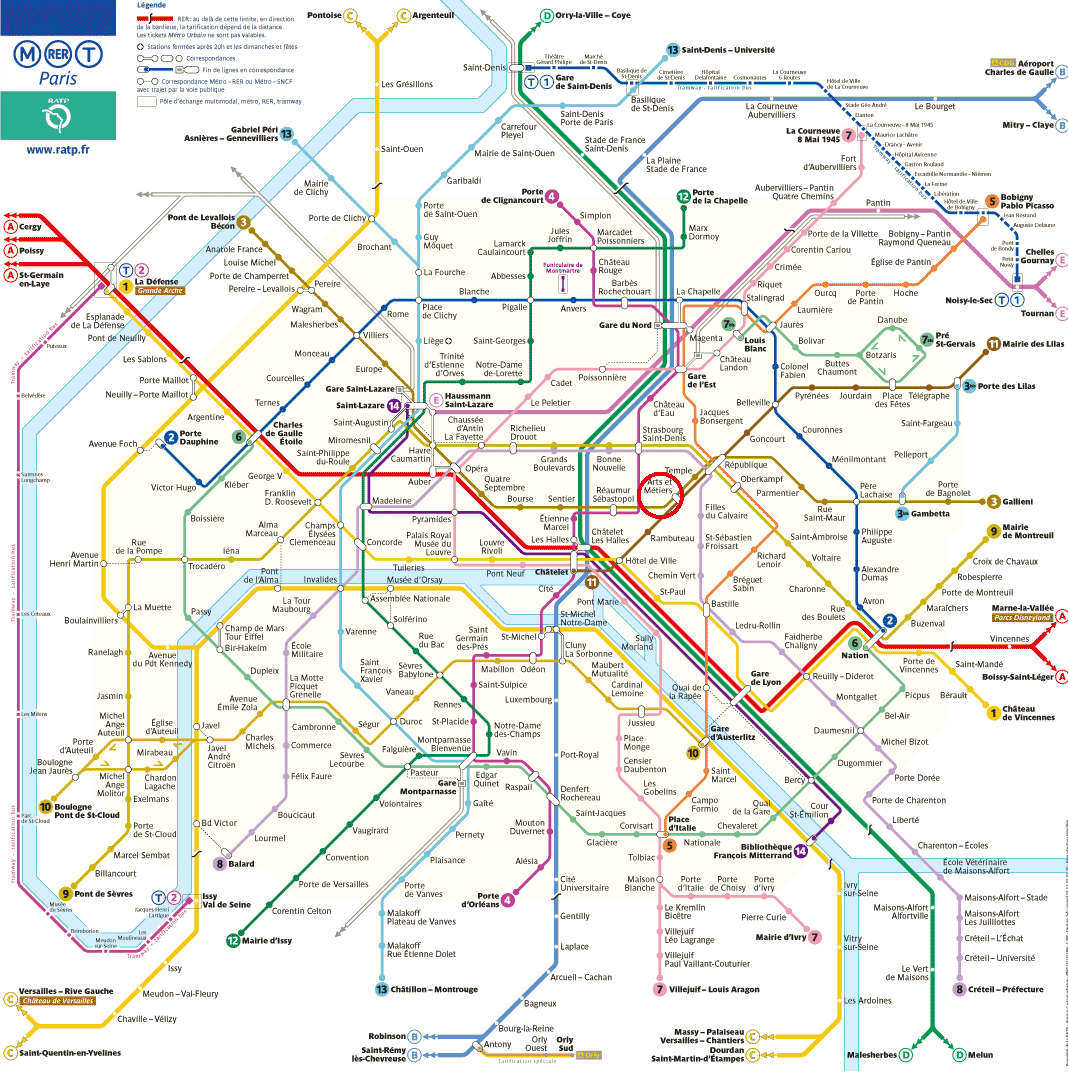 Paris furnished studio apartment rental - Metro map